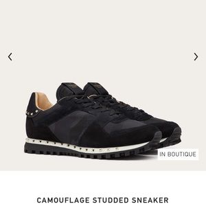 Valentino Camouflage Studded Sneaker Black White